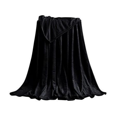 Fleece Blanket Plush Throw Fuzzy Lightweight (Throw Size 50x70cmBlack) Super Soft Microfiber Flannel Blankets for Couch, Bed, Sofa Ultra Luxurious Warm and Cozy for All Seasons,Black,27.56x19.69"