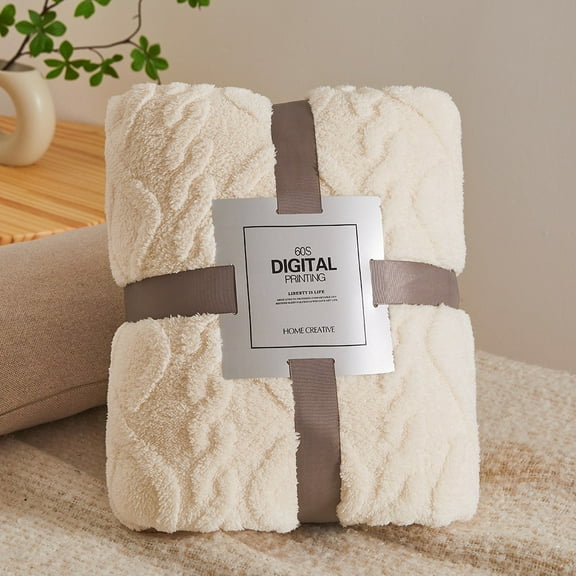 Fleece Blanket Polyester Blanket Blanket, 1Pc Blanket Throw Blanket Cotton, White E