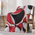 thumbnail image 1 of Fleece Blanket Red Black Gray Geometric Art Blankets, Soft Cozy Warm Flannel Throw Blanket, Modern Abstract Circle Stripes Blanket for Bed Couch Sofa,30x40In, 1 of 9