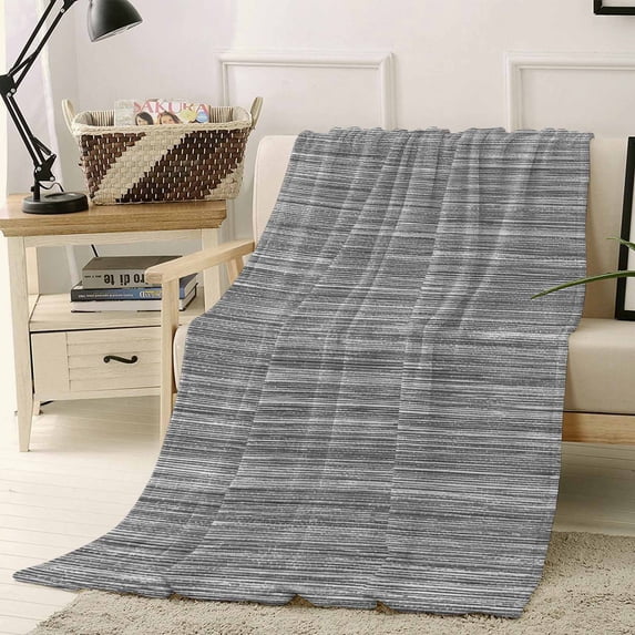 Fleece Blanket Retro Gray Striped Blankets, Soft Cozy Warm Flannel Throw Blanket, Vintage Turquoise Texture Pattern Blanket for Bed Couch Sofa,40x50In