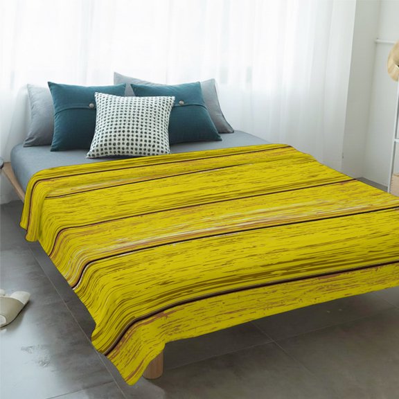 Fleece Blanket Retro Yellow Wood Plank Blankets,Soft Cozy Warm Flannel Throw Blanket,Rustic Wooden Board Pattern Blanket for Bed Couch Sofa 60x80in