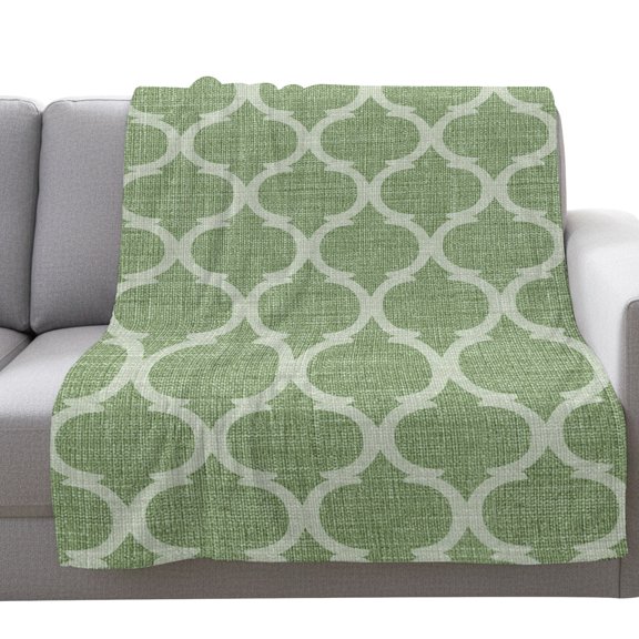 Fleece Blanket Sage Green Moroccan Geometric Blankets,Soft Cozy Warm Flannel Throw Blanket,Vintage Medieval Pattern Blanket for Bed Couch Sofa 30x40in