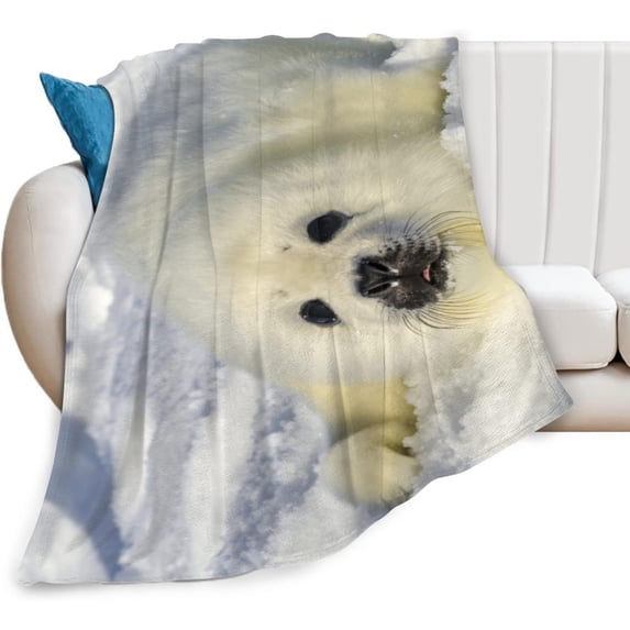 Fleece Blanket Seal Pups Throw Blanket - Super Soft Cozy Lightweight Blanket for Couch, Sofa, Bed, Camping, Travel - Microfiber Blanket Gift
