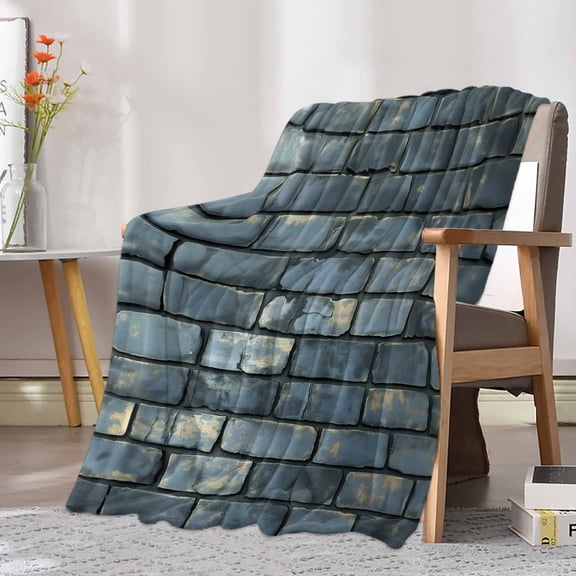 Fleece Blanket Shabby Rustic Old Brick Wall Blankets, Soft Cozy Warm Flannel Throw Blanket, Vintage Brick Blanket for Bed Couch Sofa,30x40In