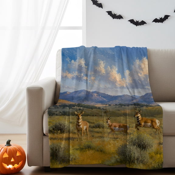 Fleece Blanket Sheep Farm Grassland Nature Blankets,Soft Cozy Warm Flannel Throw Blanket,Country Style Blanket for Bed Couch Sofa 30x40in