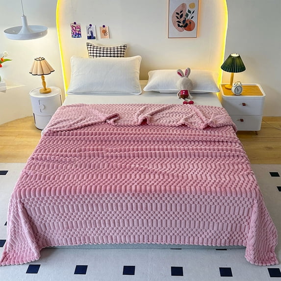 Fleece Throw Blanket, Breathable Fuzzy Sofa & Bed Blanket for All Seasons, Home Decor & Travel, Machine Washable Polyester