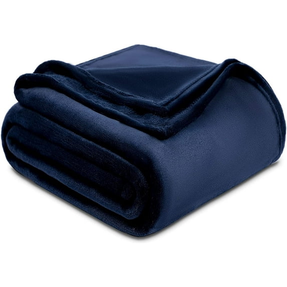 Fleece Blanket Soft Cozy Couch Throw-Warm Fuzzy Lightweight Bed Blankets Navy Blue 50"x60"