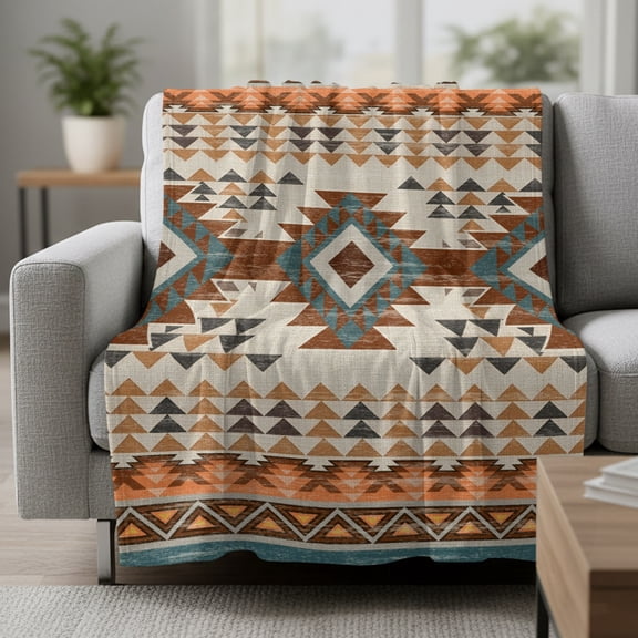 Fleece Blanket Southwestern Ethnic Geometric Art Blankets,Soft Cozy Warm Flannel Throw Blanket,Rustic Tribal Native Arrows Blanket for Bed Couch Sofa 30x40in