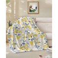 thumbnail image 1 of Fleece Blanket Summer Yellow Flower Leaf Plant Blankets, Soft Cozy Warm Flannel Throw Blanket, Abstract Floral Blanket for Bed Couch Sofa,50x60In, 1 of 9