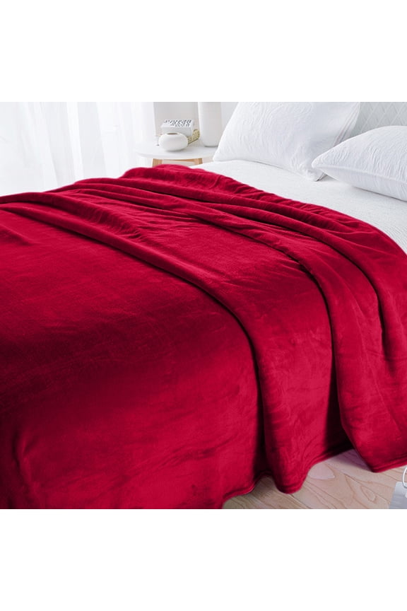 Fleece Blanket, Super Soft Cooling Air Conditioning Blanket, Velvet Solid Color Microfiber Summer Winter All Season Blanket Machine Washable, Red