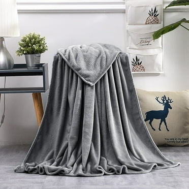 Fleece Blanket Super Soft Cozy Throw Blanket 50" x 60", Lightweight Fuzzy Comfy Textured Flannel Blanket Warm Plush Throw Blankets for Couch, Sofa, Bed, Light Grey