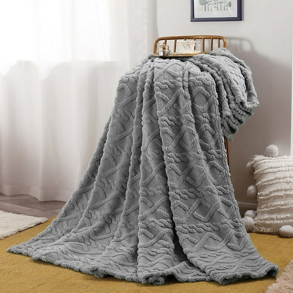 Fleece Blanket Super Soft Cozy Throw Blanket 27" x 39", Lightweight Fuzzy Comfy Textured Flannel Blanket Warm Plush Throw Blankets for Couch, Sofa, Bed