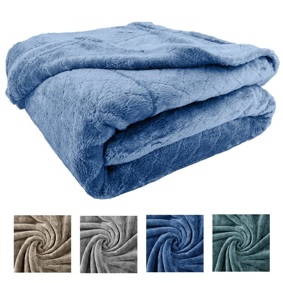 Fleece Blanket Throw Blanket, Small Size Blue Bed Blanket, Lattice Textured Soft Fuzzy Throw, Warm Cozy Microfiber Blanket, 28"x 39"