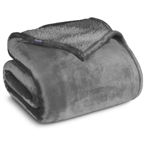 Fleece Blanket - Throw/Travel - Blanket for Bed, Sofa, Couch, Camping, and Gifts - Warm & Lightweight - Soft - Reversible (Throw/Travel, Grey with Grey )