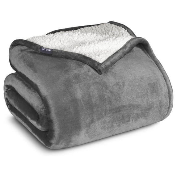 Fleece Blanket - Throw/Travel Blanket - Blanket for Bed, Sofa, Couch, Camping, Travel, and Gifts - Warm & Lightweight - Fluffy & Soft Plush Blanket - Reversible (Throw/Travel, Grey)