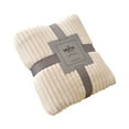 thumbnail image 1 of Fleece Blanket Twin Size – 3D Ribbed Jacquard Soft and Warm Decorative Fuzzy Blankets – Cozy, Fluffy, Plush Lightweight Throw Blankets for Couch, Bed, Sofa(Beige, 60x80 inches), 1 of 3