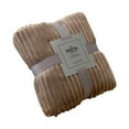 thumbnail image 1 of Fleece Blanket Twin Size – 3D Ribbed Jacquard Soft and Warm Decorative Fuzzy Blankets – Cozy, Fluffy, Plush Lightweight Throw Blankets for Couch, Bed, Sofa(Beige, 60x80 inches), 1 of 3