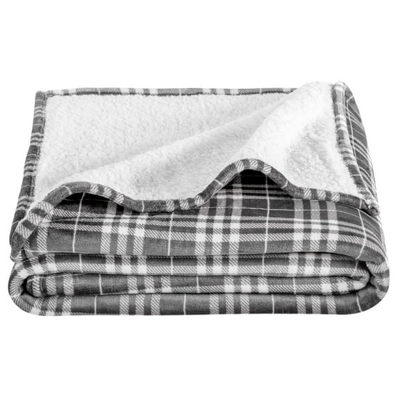 Fleece Blanket - Twin/Twin Extra Long - for Bed, Sofa, Couch, Camping, Travel, and Gifts - Warm & Lightweight - Fluffy & Soft - Reversible (Twin/Twin XL, Stirling Plaid - Grey/White)