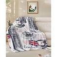 thumbnail image 1 of Fleece Blanket UK Flags London Crown Blankets, Soft Cozy Warm Flannel Throw Blanket, Abstract Coffee Red Love Blanket for Bed Couch Sofa,50x60In, 1 of 9