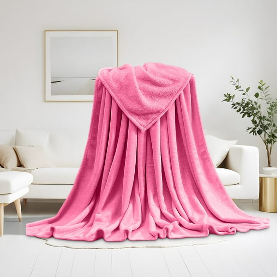Fleece Blanket Under $5 BOBOMOTI Super Soft Warm Solid Warm Micro Plush Fleece Blankets and Throws for Sofa, Bedding
