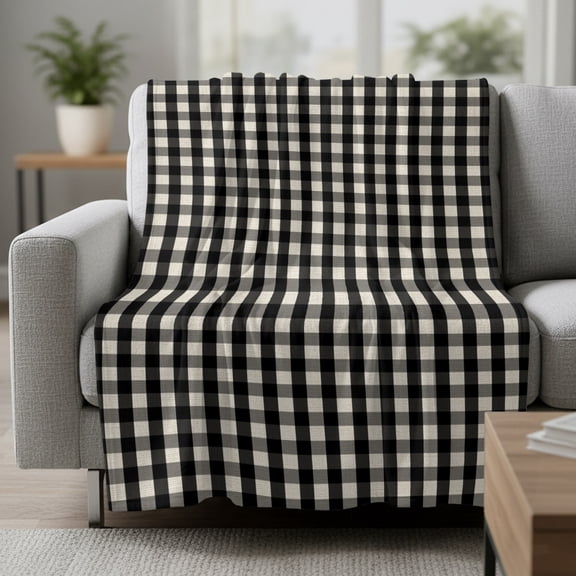 Fleece Blanket Vintage Black Buffalo Plaid Blankets,Soft Cozy Warm Flannel Throw Blanket,Country Checkerboard Blanket for Bed Couch Sofa 30x40in