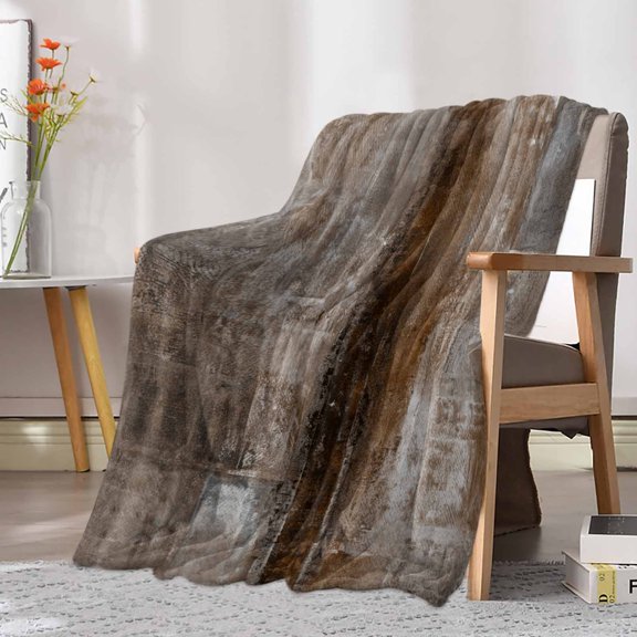 Fleece Blanket Vintage Brown Mottled Texture Blankets, Soft Cozy Warm Flannel Throw Blanket, Abstract Graffiti Art Blanket for Bed Couch Sofa,30x40In