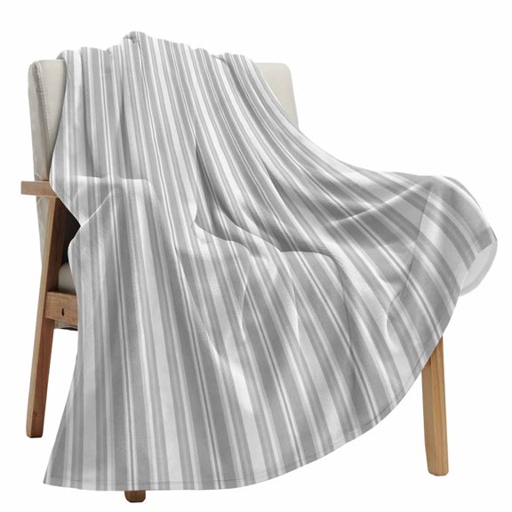 Fleece Blanket Vintages Gray Vertical Stripes Blankets, Soft Cozy Warm Flannel Throw Blanket, Geometric Line Blanket for Bed Couch Sofa,40x60In