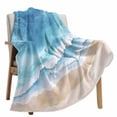 thumbnail image 1 of Fleece Blanket Watercolor Summer Beach Ocean Blue Waves Blankets, Soft Cozy Warm Flannel Throw Blanket, Abstract Art Blanket for Bed Couch Sofa,40x60In, 1 of 9