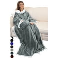 thumbnail image 1 of Fleece Blanket Wearable with Sleeves and Pocket, Micro Plush Warm Comfy Sleeved TV Throw Blanket Robe for Women and Men Multi-Colors 72”X55” by Catalonia, 1 of 6