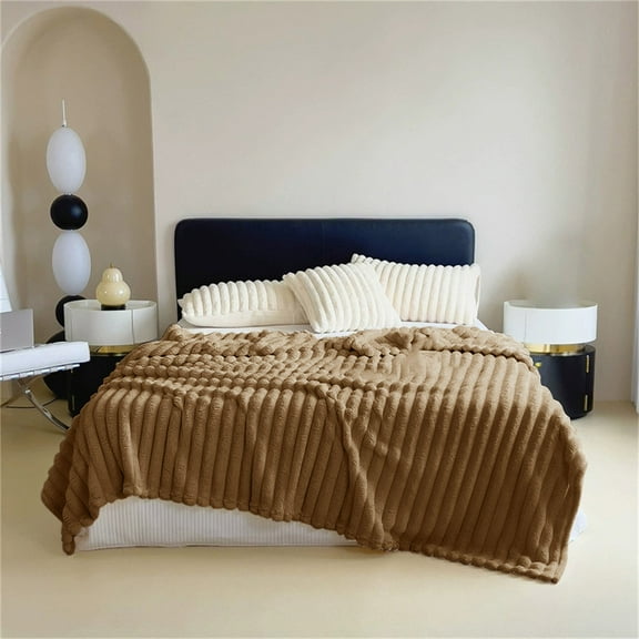 Fleece Blanket Wide Strip Thickened Imitation Border Coral Fluff Blanket Flannel Blanket Cover Blanket