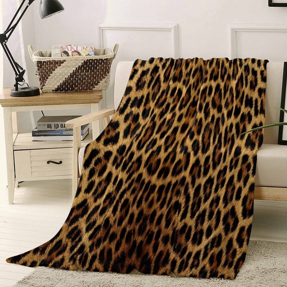Fleece Blanket Wild Abstract Leopard Skin Blankets, Soft Cozy Warm Flannel Throw Blanket, Animal Leather Texture Blanket for Bed Couch Sofa,40x50In