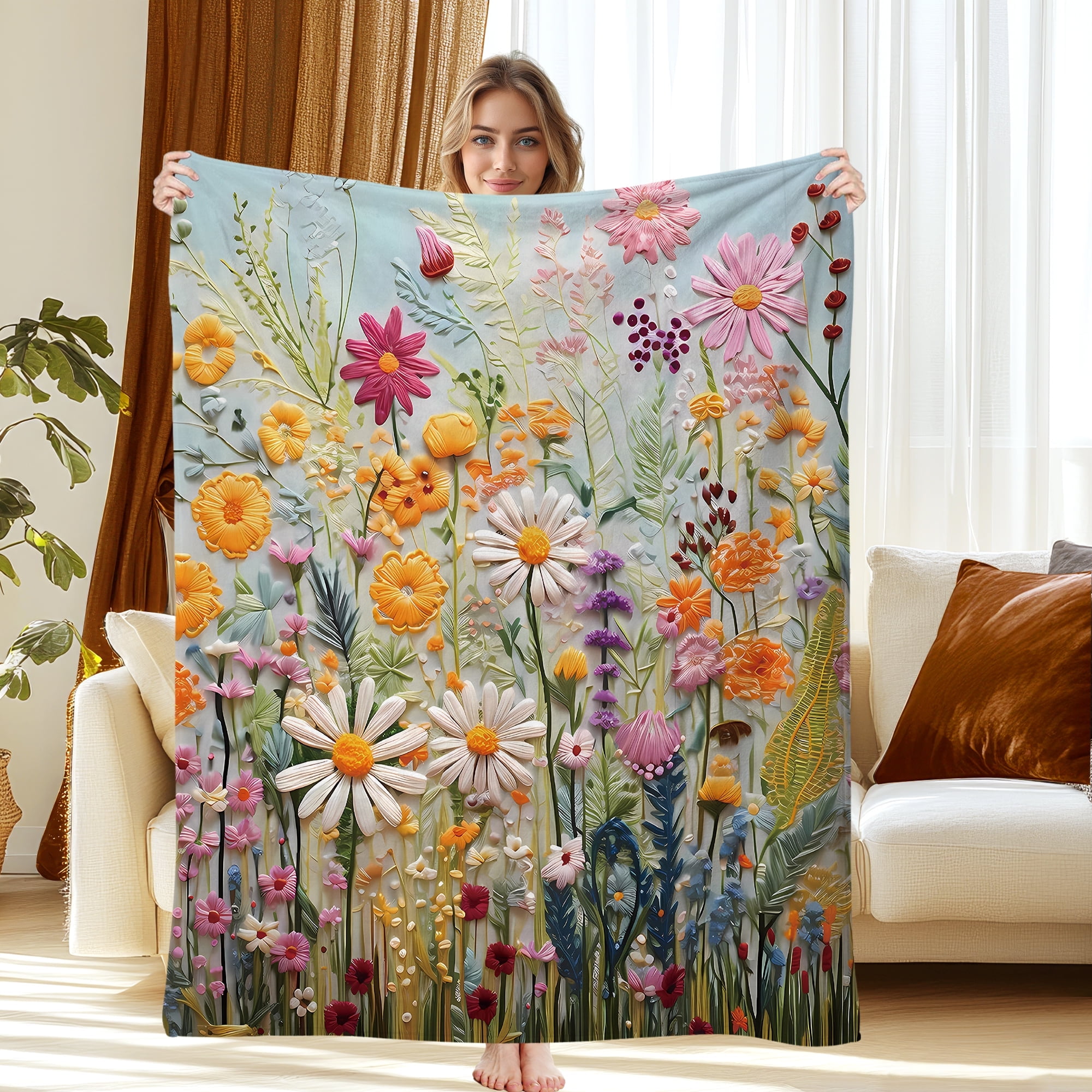 Fleece Blanket for Bed & Sofa - Soft Printed Throw Blanket, Fuzzy Blankets & Throws 50x60 Inches