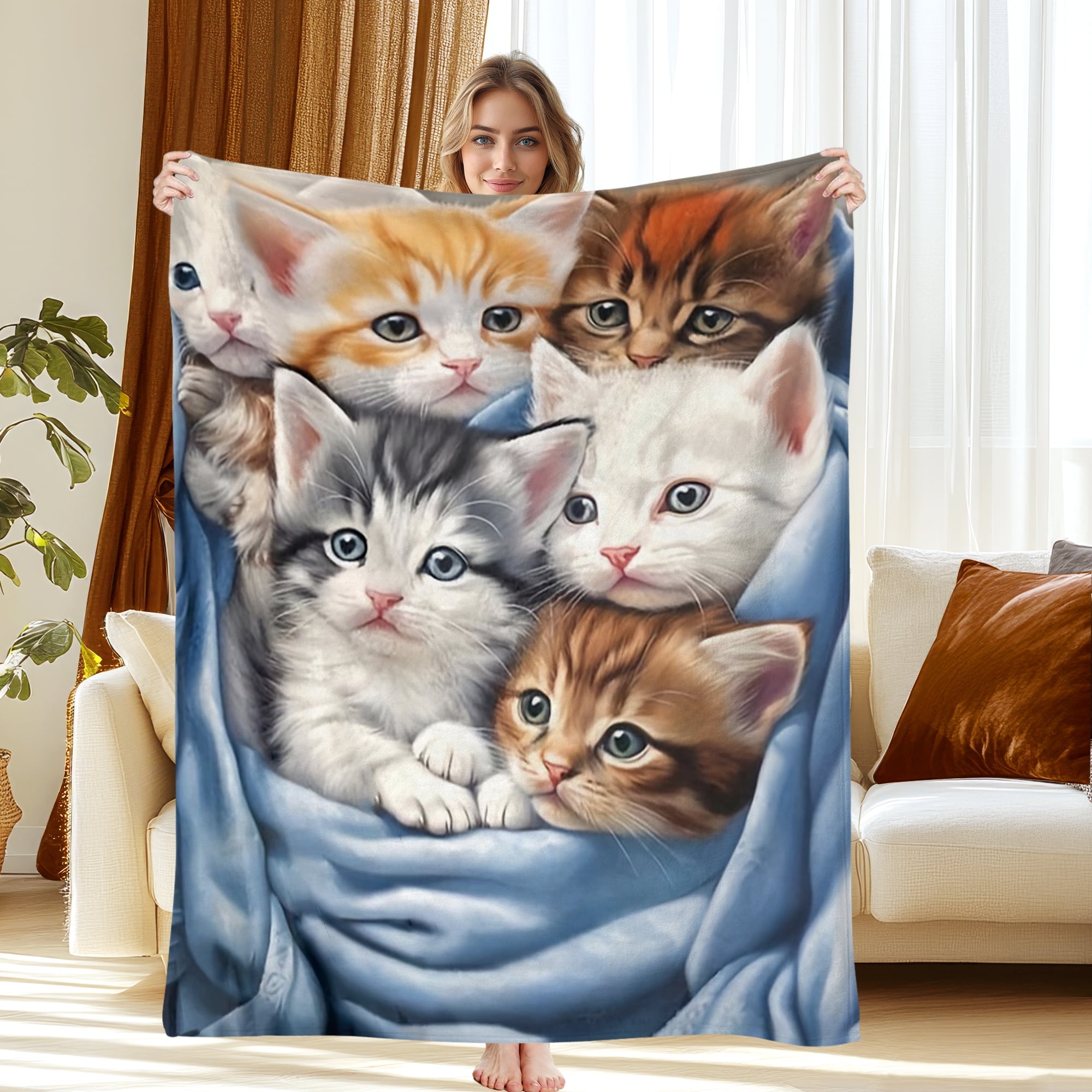 Fleece Blanket for Bed & Sofa - Soft Printed Throw Blanket, Fuzzy Blankets & Throws 50x60 Inches
