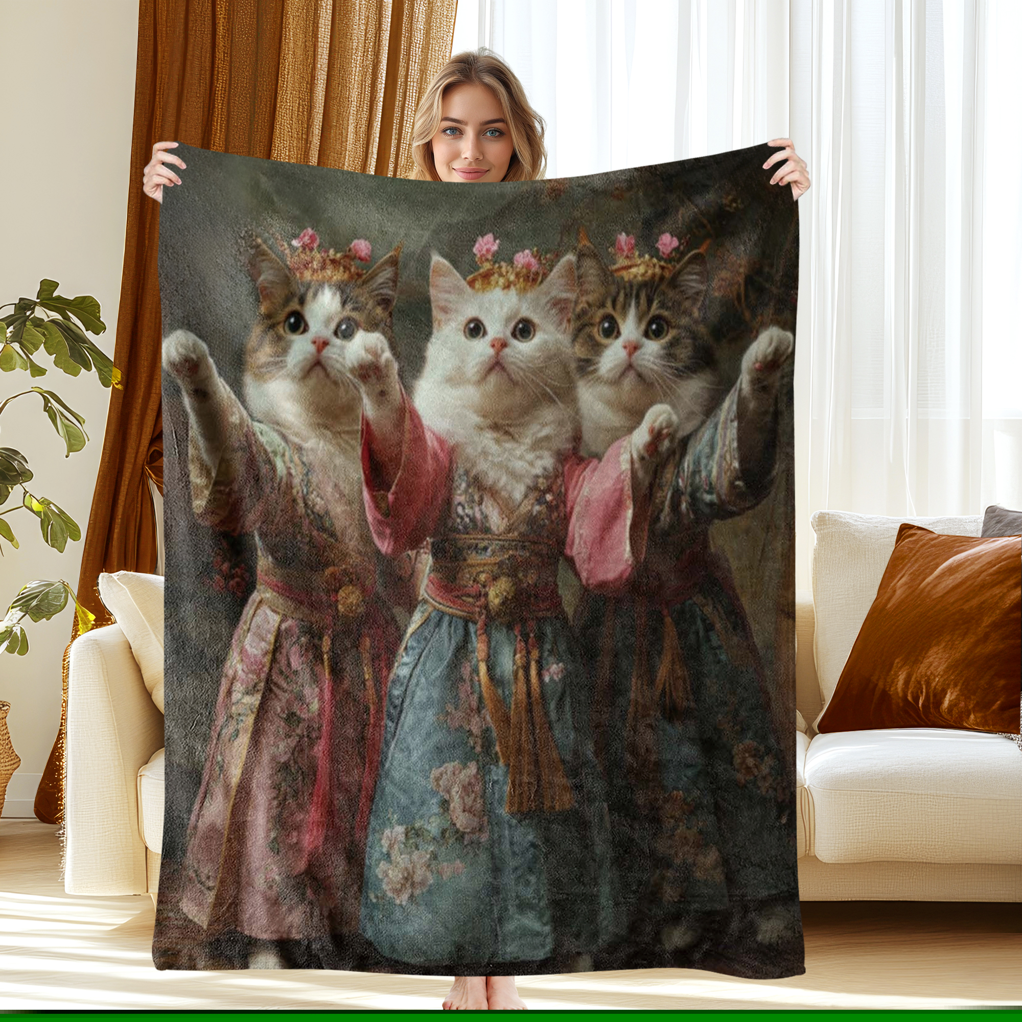 Fleece Throw Blanket for Bed & Sofa - Soft Printed Throw Blanket, Cozy Twin Size Blanket For Sofa 60x80 Inches