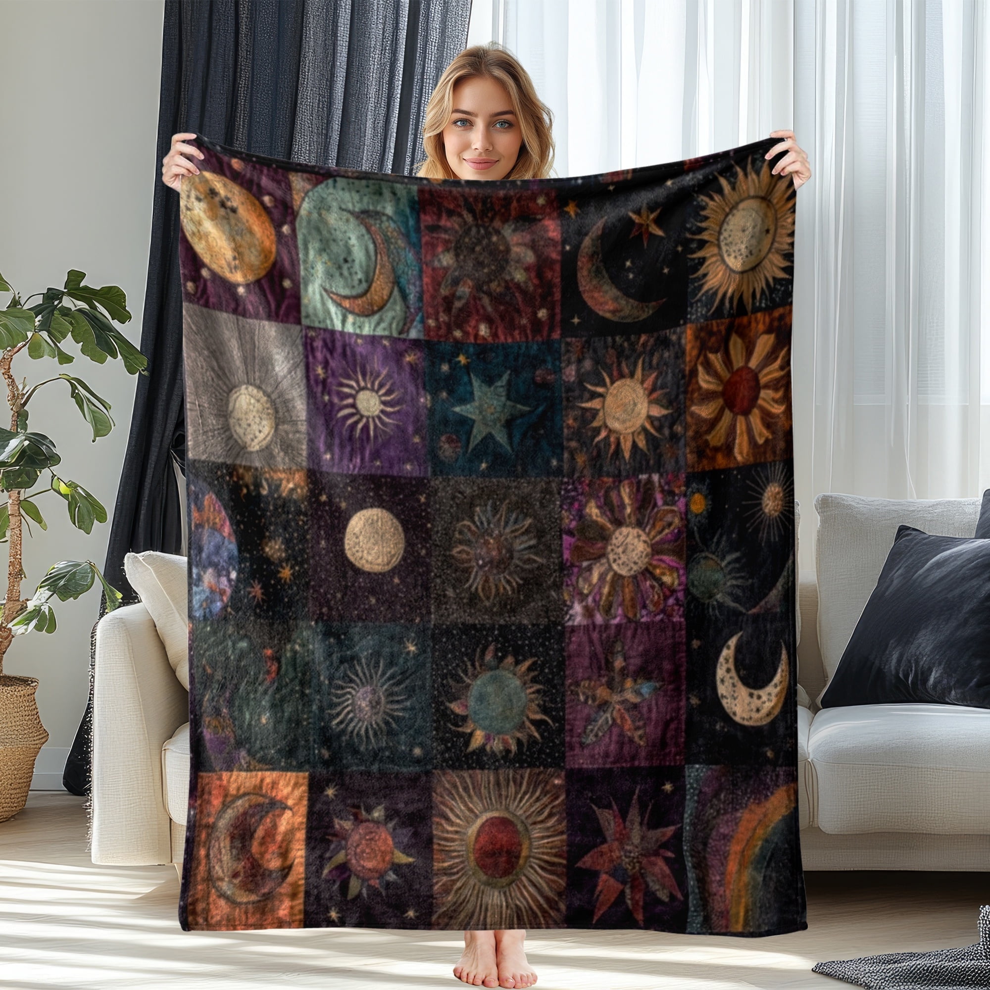 Fleece Throw Blanket for Bed & Sofa - Soft Printed Throw Blanket, Cozy Twin Size Blanket For Sofa 60x80 Inches