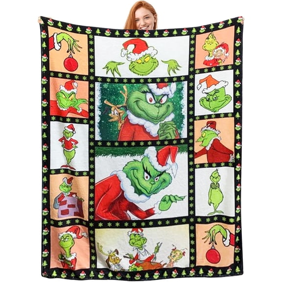 Fleece Blankets Personalized Bed-Throw Blankets Christmas Funny Face Colorful Bed Blanket for Couch Chair Bed Living Room Stitching Winter Companion Blessing 40"x50"