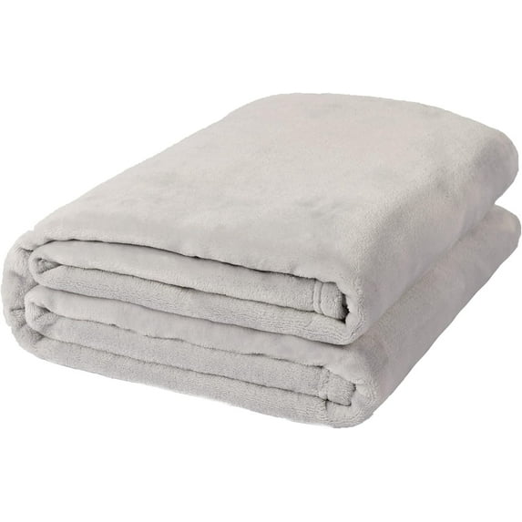Fleece Blankets, Super Soft Flannel Fuzzy Blanket for Bed Couch, Luxury Cozy Plush Microfiber Blanket-Twin Size,Light Grey