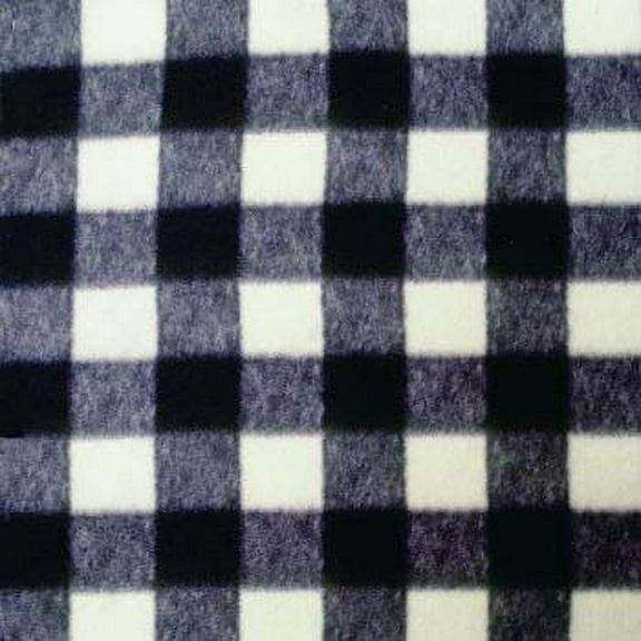 Fleece Buffalo Plaid Ivory Black Fleece Fabric Print by the Yard o17061-1b
