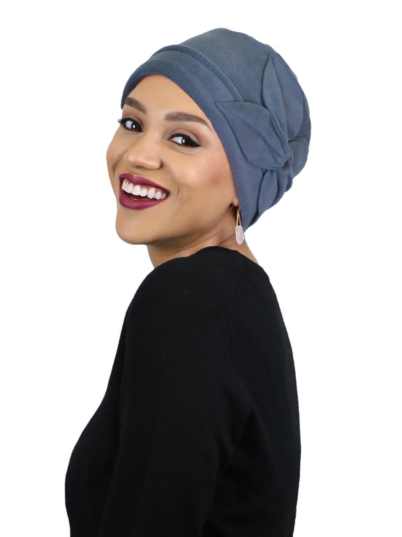 Fleece Butterfly Beanie Women's Hat Chemo Headwear Cancer Ladies Winter Head Coverings (Blue Grey)
