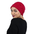 thumbnail image 1 of Fleece Butterfly Beanie Women's Hat Chemo Headwear Cancer Ladies Winter Head Coverings  (Red), 1 of 3