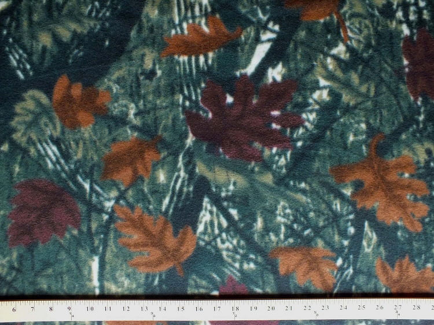 Fleece Camouflage Green with Leaves Branches Fleece Fabric Print by the Yard (ocamogreenf)