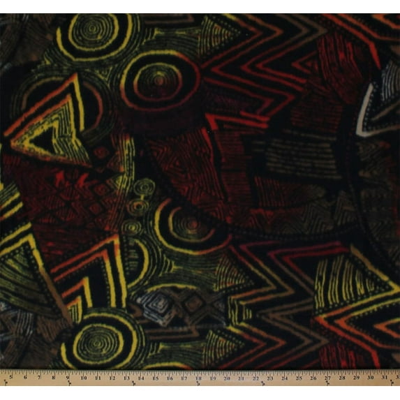 Fleece Capetown Paprika Multi Design Black Fleece Fabric Print by the Yard ocapetownpaprikag