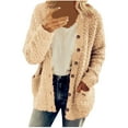 thumbnail image 1 of Fleece Cardigan Sweaters for Women Soft Long Sleeve Jacket with Pockets Button Down Open Front Fall Clothes, 1 of 5