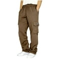 thumbnail image 1 of Fleece Cargo Sweatpants Mens Cargo Pants Lightweight Pants Relaxed Stretch Joggers Hiking Travel Casual Work Outdoor Straight Type Fitness Pants Cargo Pants Trousers with Pockets, 1 of 1
