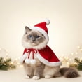 thumbnail image 1 of Fleece Christmas Pet Outfit, Holiday Cape with Santa Reindeer Tree Styles, Adjustable Strap, Festive Cat Kitten Puppy Apparel for Holiday Photos(C-M), 1 of 6