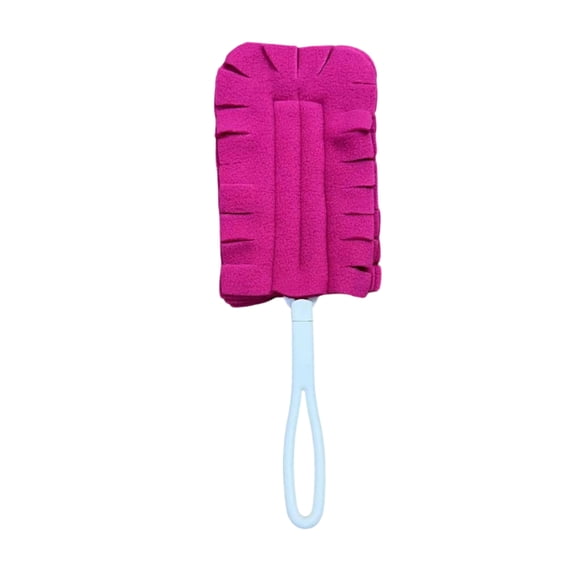 Fleece Cleaning Duster 360 Degree Reusable Dust Remover with Washable Cloth Covers for Wet and Dry Multi-Surface Home Maintenance Rose Red
