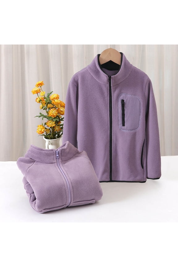 Coat Long Sleeve Coat Purple Full-Zip Jacket Kids Fall Jacket Girls Size 11-12 Years Clothes