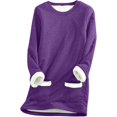 thumbnail image 1 of Aricy fall tops for women Long Sleeve Sweatshirts Pullover Plus Size Blouses Tshirt Plush Thick Warm Casual Winter Sherpa Fleece Lined Pullover Tops Trendy Cozy Loungewear, 1 of 3