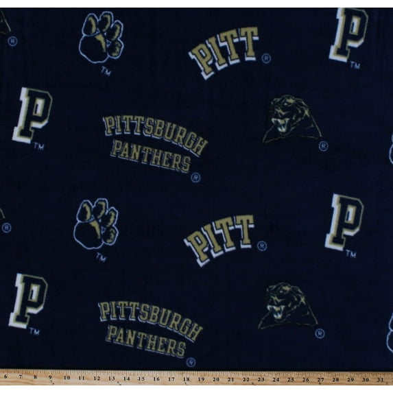 Fleece College University of Pitt Pittsburgh Panthers Blue Fleece Fabric Print by the yard (pitt035)