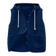 thumbnail image 1 of Fleece Crop Jackets for Women Sleeveless Outerwear Vest with Pockets Hooded Sherpa Coat Solid Color Winter Clothes (S, Navy), 1 of 6